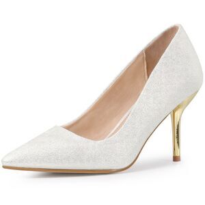 Pointed Toe High Heel Stiletto Slip on Pumps Wedding Dress Shoes White